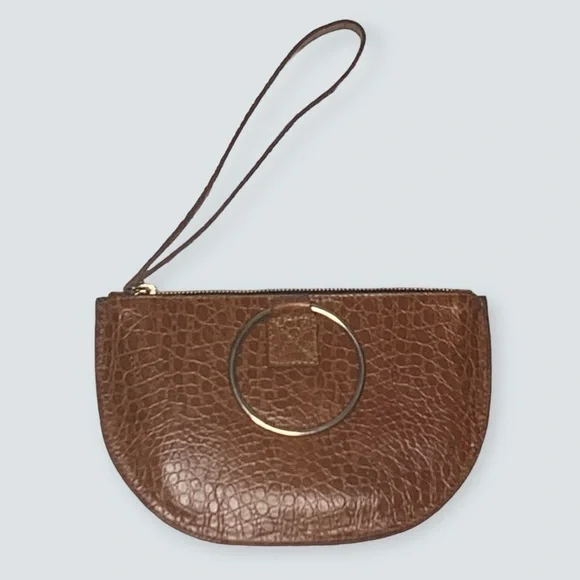 PUNTO FIBBIA Women’s Wristlet Genuine Leather Croc Bag - Picture 4 of 10